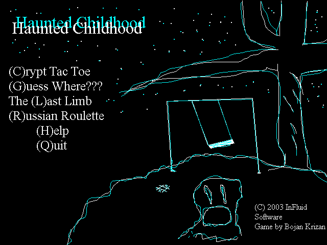 Haunted Childhood (DOS) screenshot: Main menu