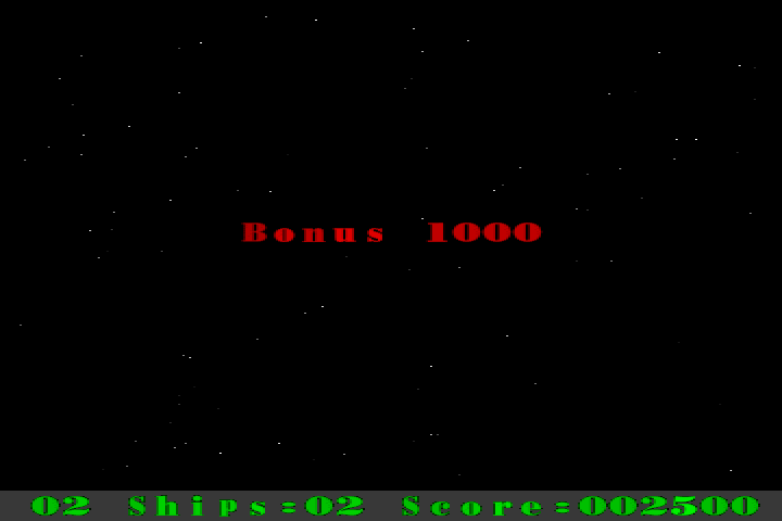 Cheesy Invaders (DOS) screenshot: Finished a level.