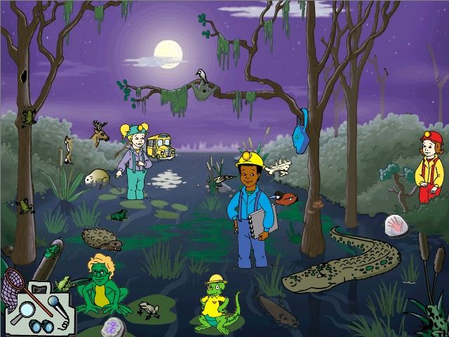 Scholastic's The Magic School Bus Explores the World of Animals (Windows) screenshot: In the swamp in the American Southeast