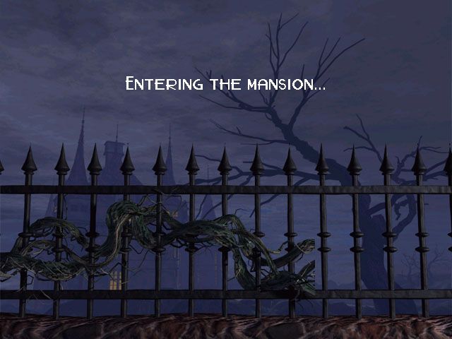 Clue: Murder at Boddy Mansion (Windows) screenshot: The load screen depicts a vine growing across the mansion gates.
