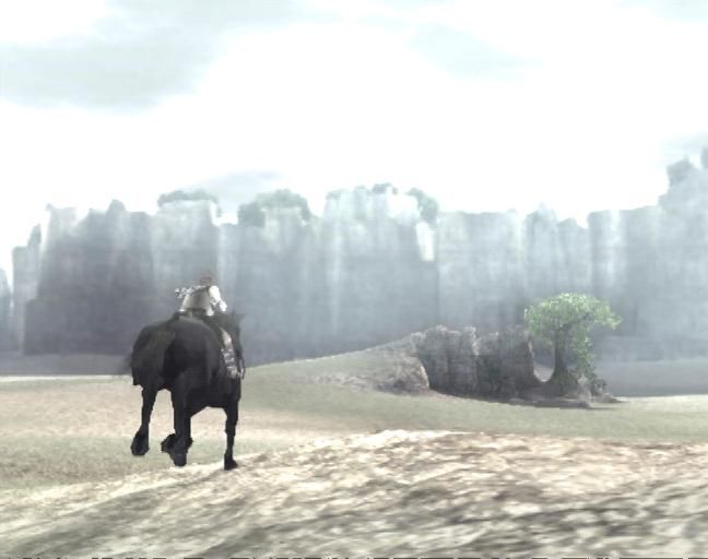 Shadow of the Colossus (PlayStation 2) screenshot: Game's protagonist on his horse, Agro