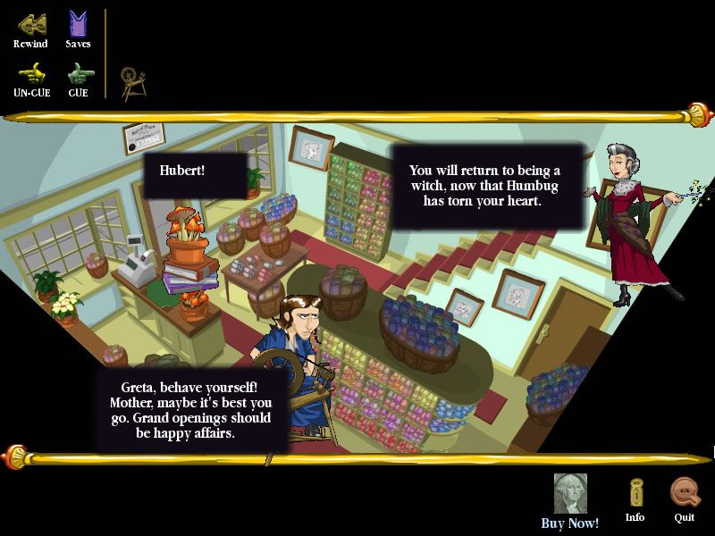 The Witch's Yarn (Windows) screenshot: A meeting with Wednesday's mother, Angelica