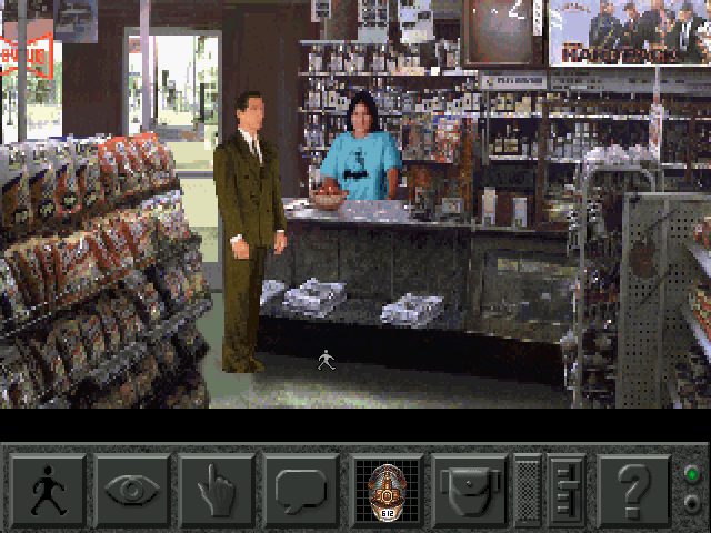 Daryl F. Gates Police Quest: Open Season (DOS) screenshot: Gotta make a pit-stop for donuts!