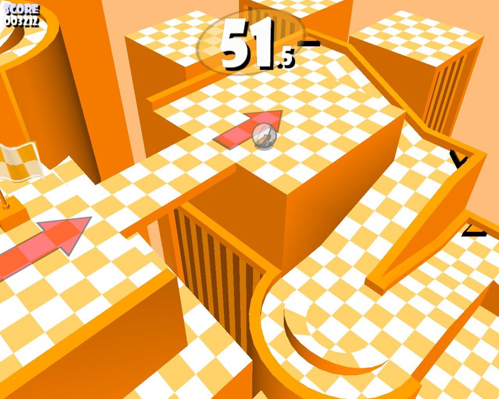 Hamsterball (Windows) screenshot: The starting levels have arrows to show the way to GOAL.
