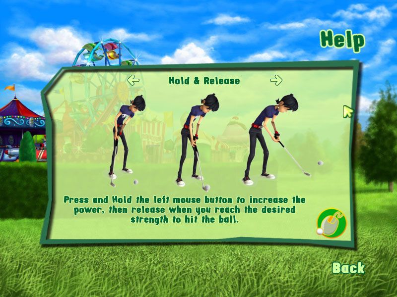 3D Ultra Mini Golf Adventures: Carnival (Windows) screenshot: Illustrated instructions