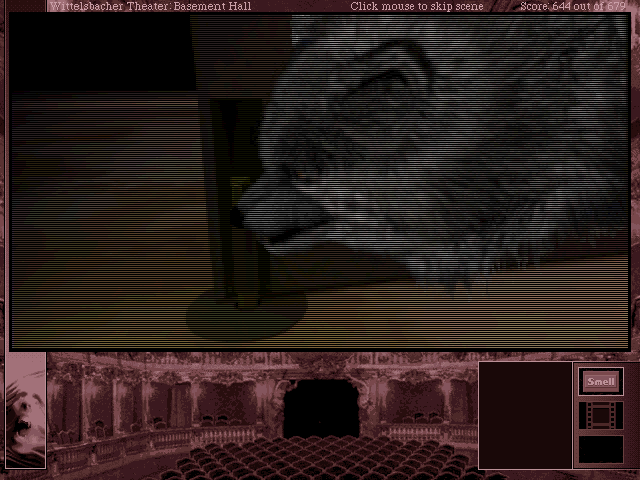 The Beast Within: A Gabriel Knight Mystery (DOS) screenshot: While in wolf's shape, you'll have an extra ability, to smell.