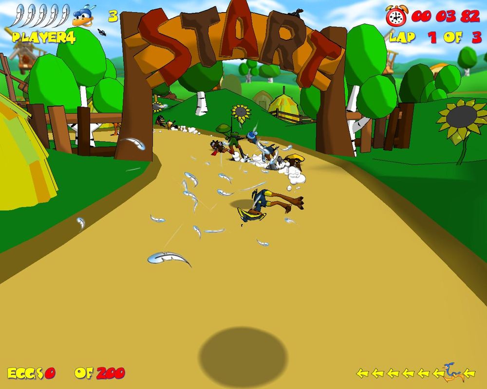 Ostrich Runner (Windows) screenshot: Go! The first fall.