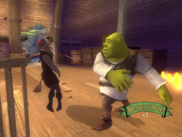 Shrek the Third (Wii) screenshot: Shrek swats a pirate.