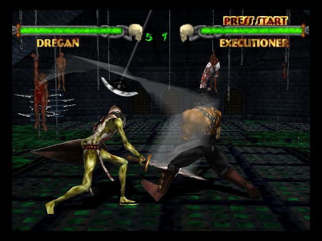 Mace: The Dark Age (Nintendo 64) screenshot: Not a very nice place - Executioner's stage