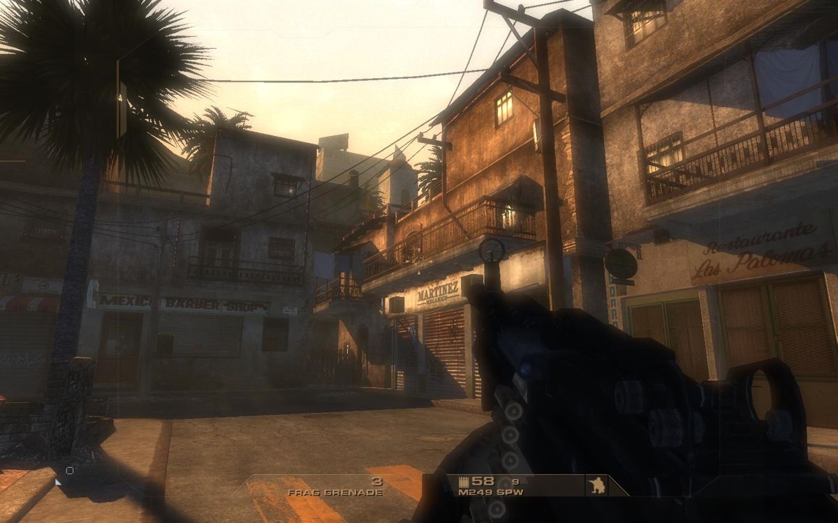 Tom Clancy's Rainbow Six: Vegas (Windows) screenshot: There's someone on the balcony.
