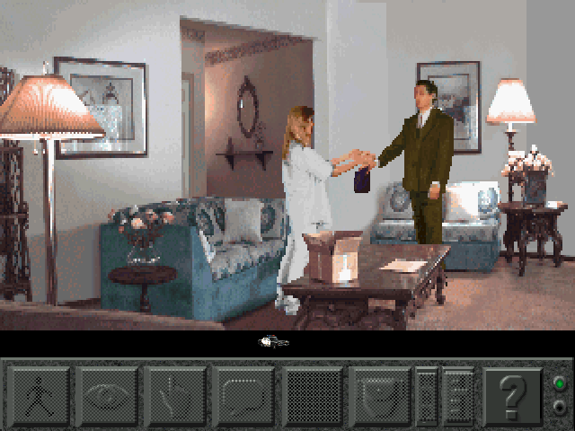 Daryl F. Gates Police Quest: Open Season (DOS) screenshot: Time to hit on the widow!