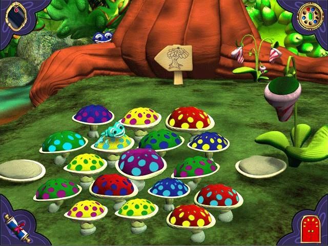 Oz: The Magical Adventure (Windows) screenshot: Help this toad get across the toadstools by matching colors
