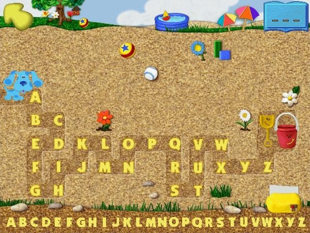 Blue's Clues: Blue's ABC Time Activities (Windows) screenshot: Follow the alphabet to Shovel and Pail.