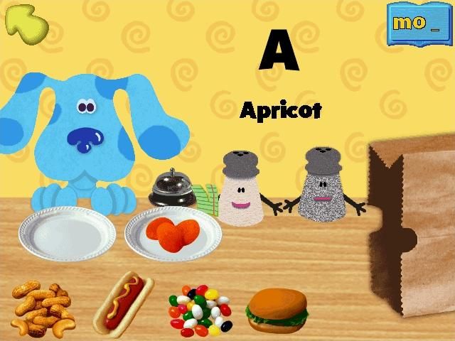 Blue's Clues: Blue's ABC Time Activities (Windows) screenshot: Apricots, a pretty big word for little Blue!