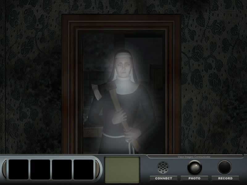 Delaware St. John: Volume 2: The Town with No Name (Windows) screenshot: Sister Helena chases you with an axe.