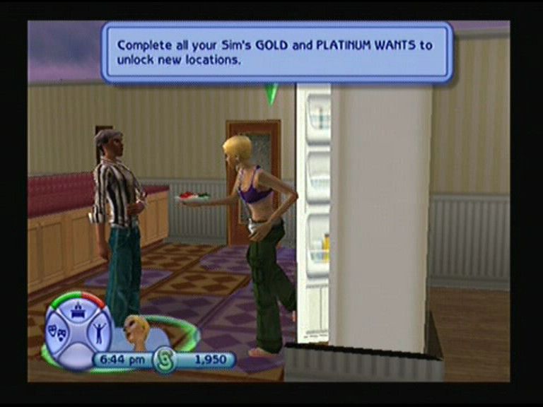 The Sims 2 (PlayStation 2) screenshot: Closing doors by hitting with a leg