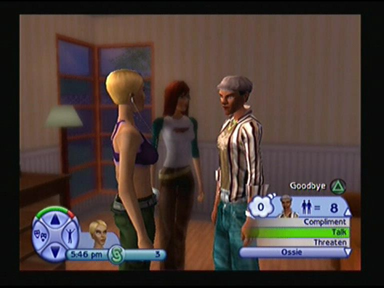The Sims 2 (PlayStation 2) screenshot: Background gets blurry while having conversations