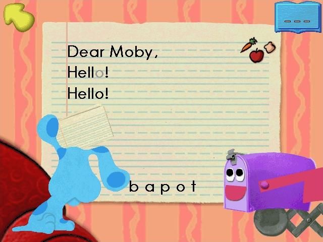Blue's Clues: Blue's ABC Time Activities (Windows) screenshot: Fill in the dropped letter.