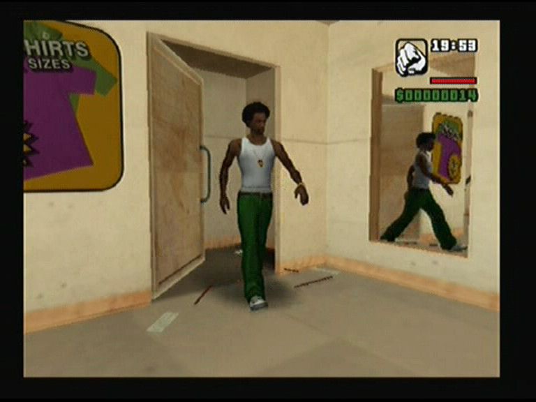 Grand Theft Auto: San Andreas (PlayStation 2) screenshot: There are different brand clothes shops around the city