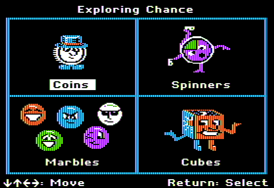 Take a Chance! (Apple II) screenshot: Exploring Chance Menu