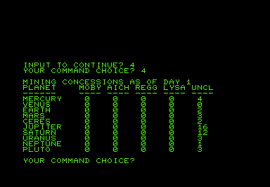 Screenshot of Planet Miners (Commodore PET/CBM, 1980) - MobyGames