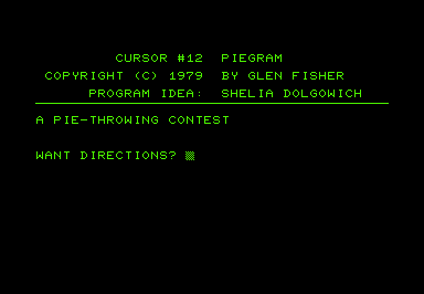 Piegram (Commodore PET/CBM) screenshot: Title screen