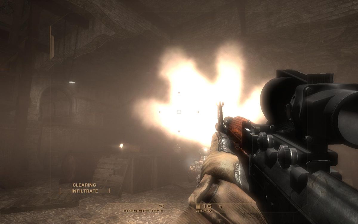 Tom Clancy's Rainbow Six: Vegas (Windows) screenshot: Right in the middle of the action