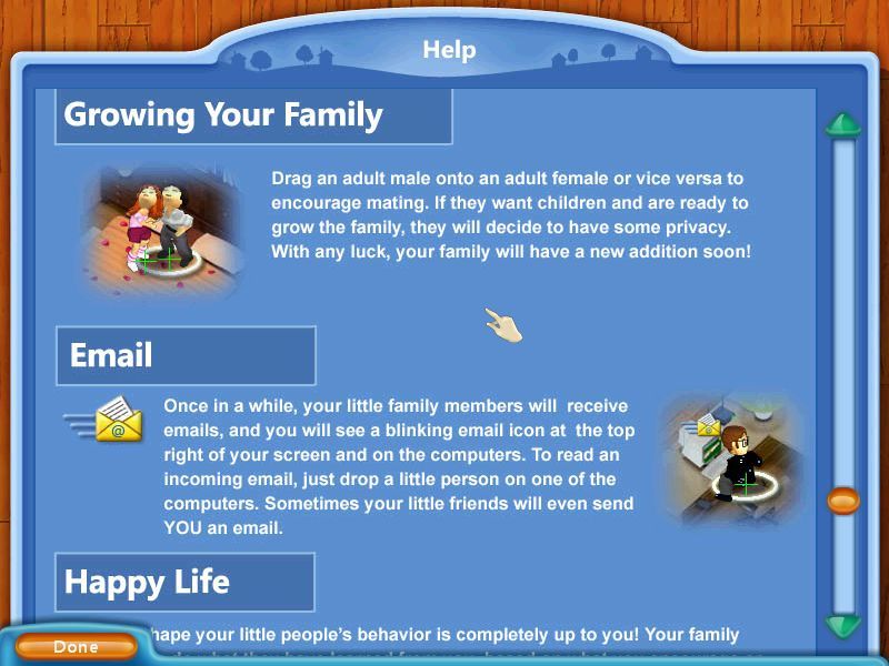 Virtual Families (Windows) screenshot: Making a family is not that romantic - drag an adult male onto an adult female - sounds like a lab experiment
