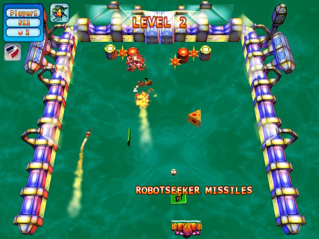 Action Ball (Windows) screenshot: Robot-seeking missiles