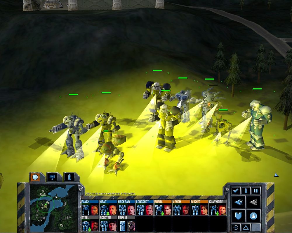 Mech Commander 2 (Windows) screenshot: Something you do not want to come across alone at night.