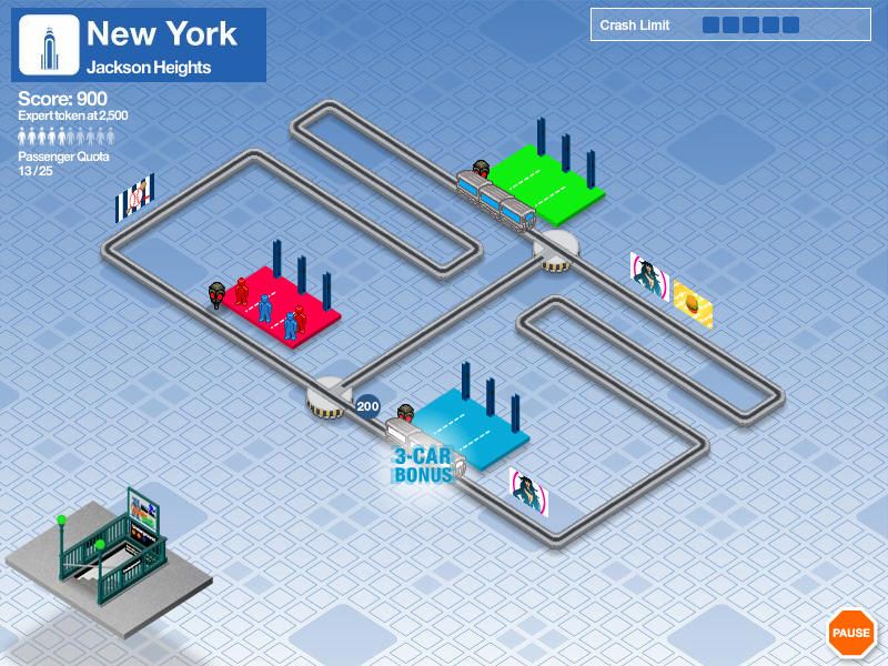 Subway Scramble (Windows) screenshot: If you deliver three passengers at a time you will clear out the whole platform.