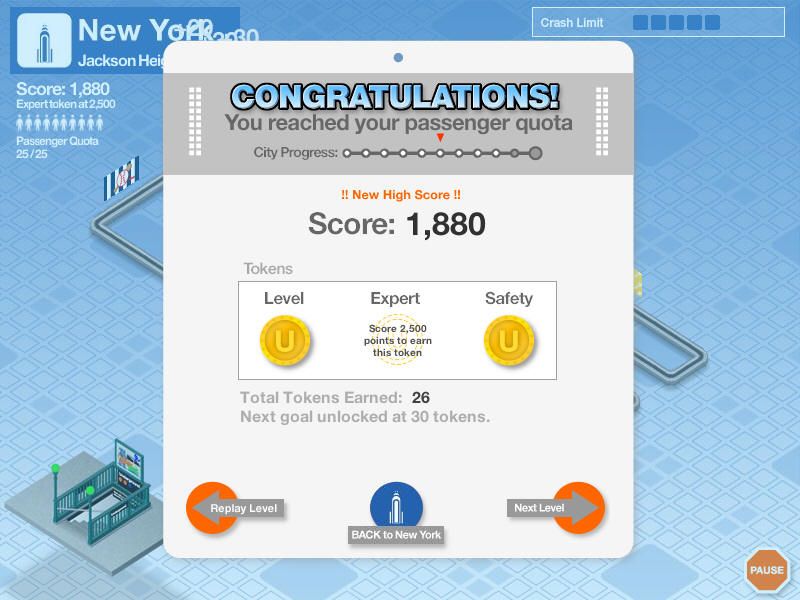 Subway Scramble (Windows) screenshot: To be awarded an expert token you must reach a certain score mark.