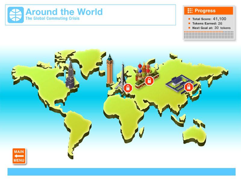 Subway Scramble (Windows) screenshot: World map.