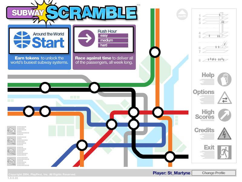Subway Scramble (Windows) screenshot: Main menu.
