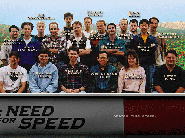 The Need for Speed (DOS) screenshot: The design team