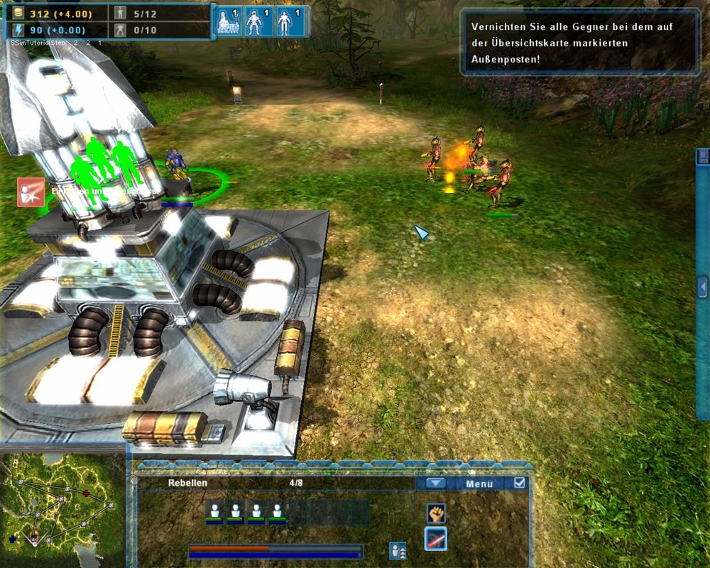 The Show (Windows) screenshot: Enemy infantry protects the first outpost.