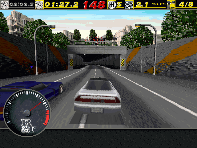 The Need for Speed (DOS) screenshot: One of many tunnels in the game
