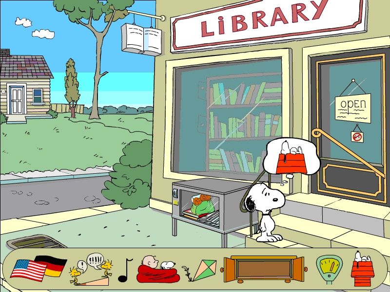 Where's the Blanket Charlie Brown? (Windows) screenshot: No dogs allowed in the library