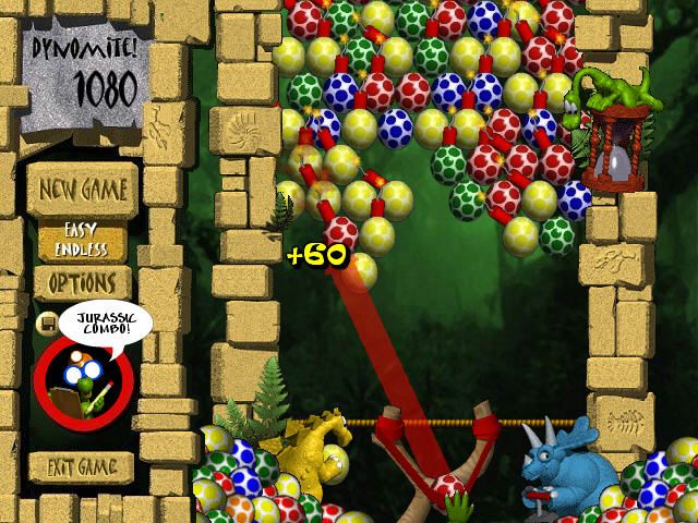 Dynomite Deluxe (Windows) screenshot: Smart moves create long combos.