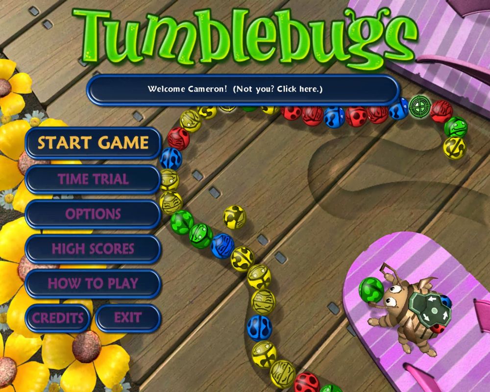 Tumblebugs (Windows) screenshot: Main menu