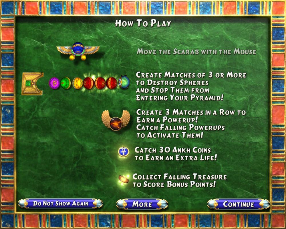 Luxor 2 (Windows) screenshot: Gameplay help