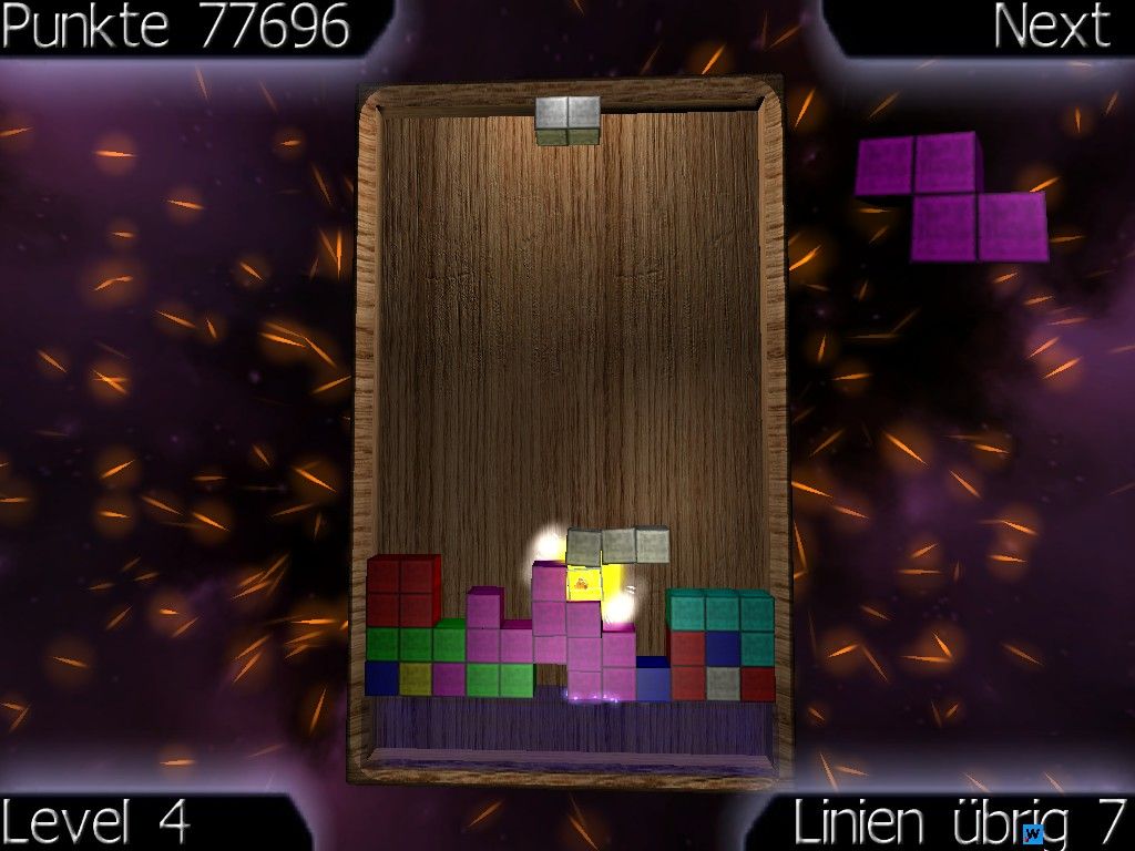 ZetriX (Windows) screenshot: The dynamite pile destroys everything in the surrounding area.