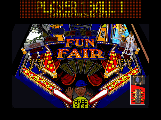 hyper 3-D Pinball (DOS) screenshot: Funfair bottom - 3D scrolling mode