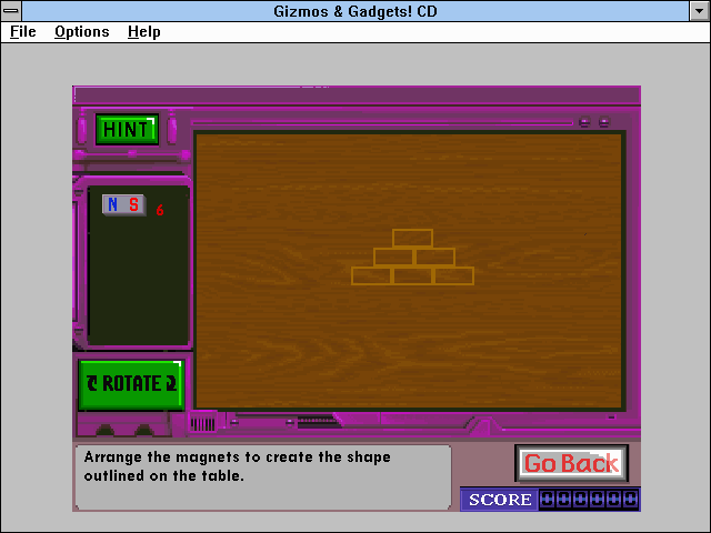 Super Solvers: Gizmos & Gadgets! (Windows 3.x) screenshot: Magnet puzzle