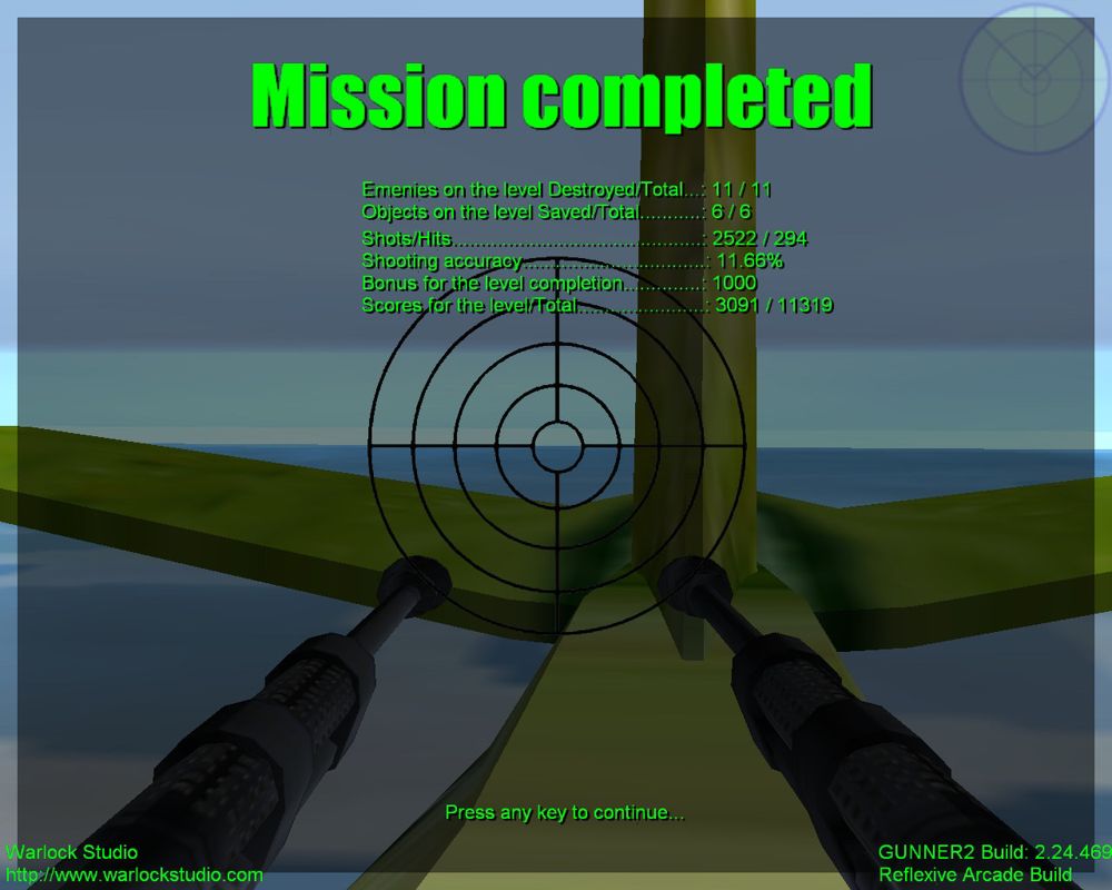 Gunner 2 (Windows) screenshot: Air mission complete