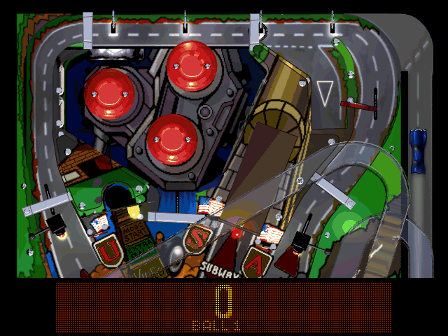 hyper 3-D Pinball (DOS) screenshot: Roadking USA top - 2D plain view