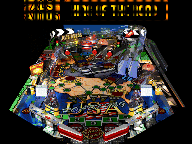 hyper 3-D Pinball (DOS) screenshot: Roadking USA - 3D full screen