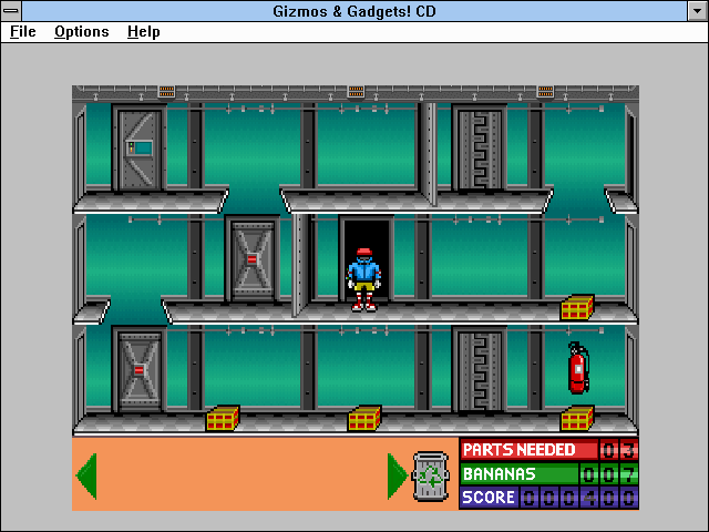 Super Solvers: Gizmos & Gadgets! (Windows 3.x) screenshot: Room with parts