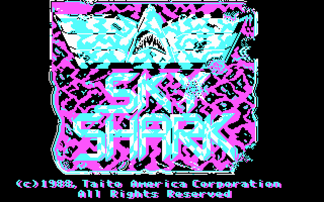 Sky Shark (DOS) screenshot: title screen - CGA