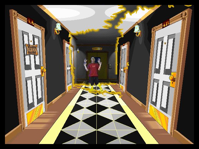 Stay Tooned! (Windows 3.x) screenshot: Corridor transforming in a cartoon